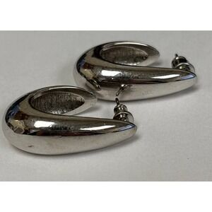 NAPIER Round Hoop Earrings Pierced Silver Tone Chunky, Dangle, Tear Drop Vintage